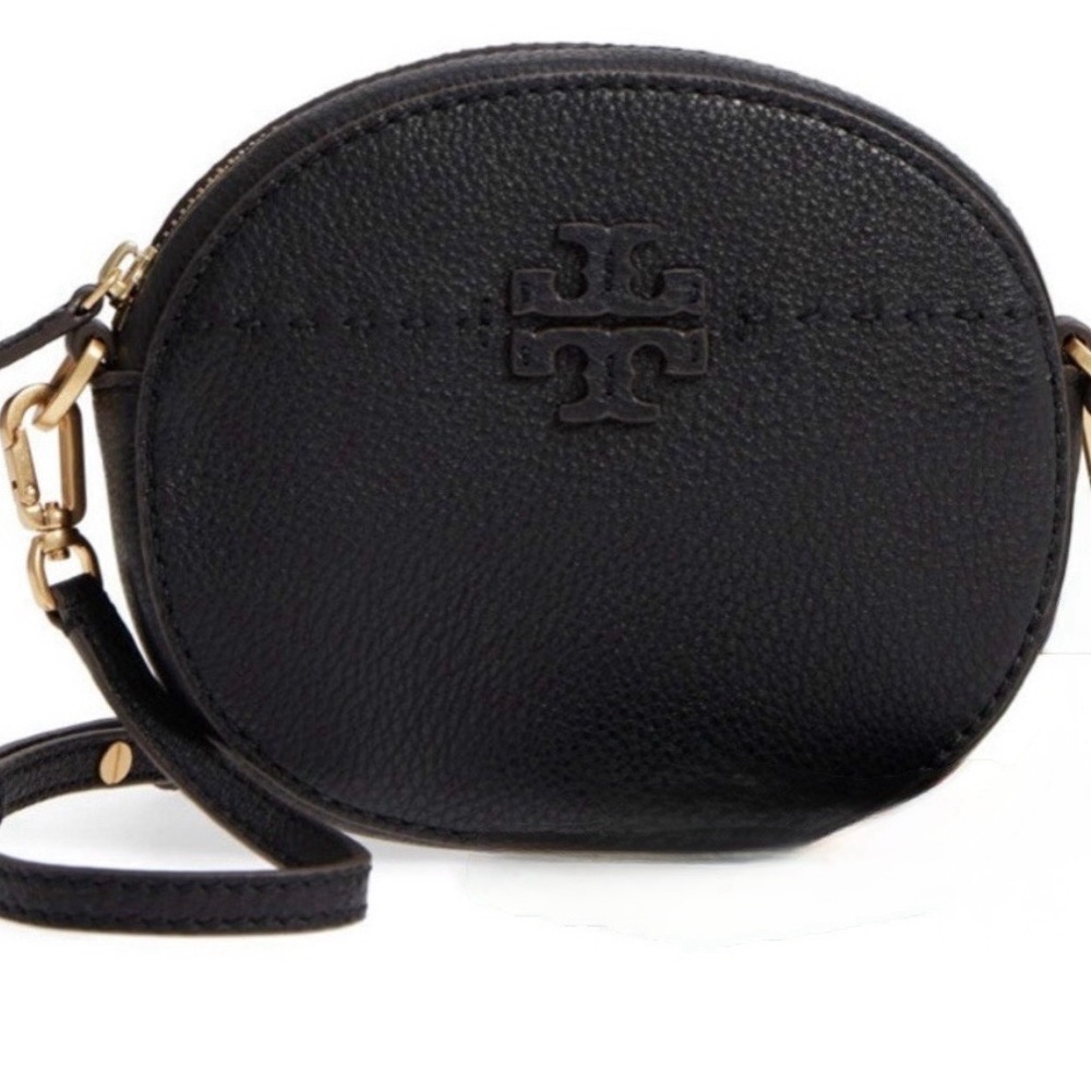 Tory Burch McGraw Black Leather Round
Crossbody Bag